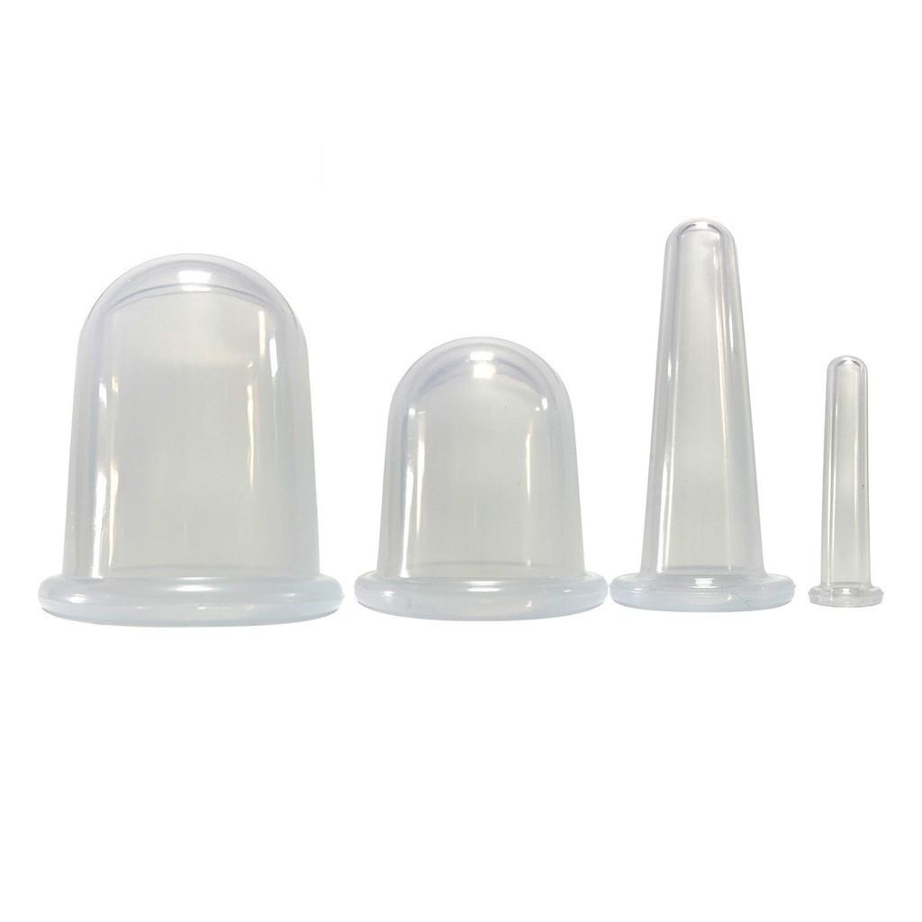 4pcs Set Silicone Jar Vacuum Cuppings Cans Storage Bag Body Neck Massage Facial