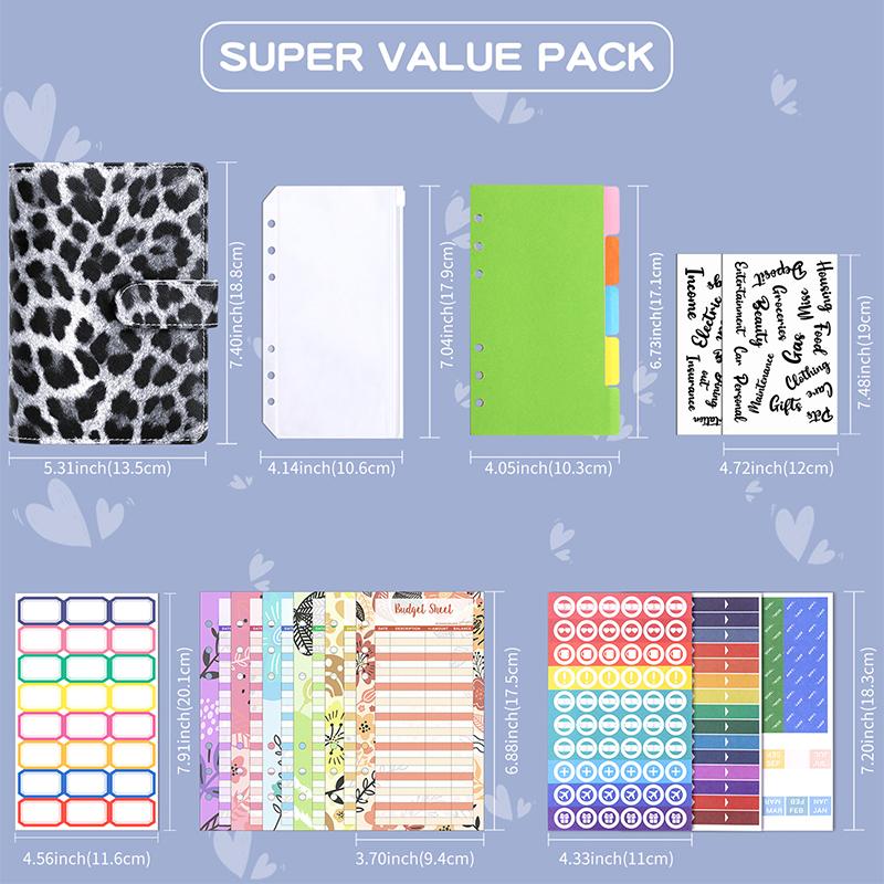 A6 Pu Leather Budget Binder Notebook Cash Envelopes System Set,With Binder Pockets For Money Budget Saving Bill Organizer