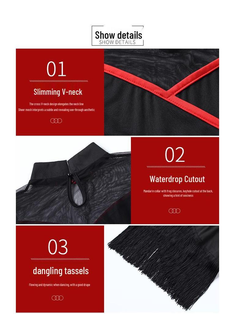 Women's Latin Dance Fringe Dress for Professional Competition and Performance