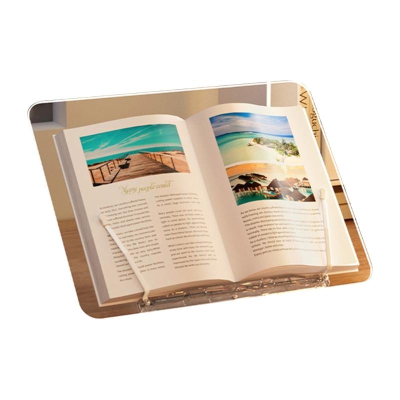 Transparent Book Stand 13 Adjustable Height Portable Cookbook Holder Students Reading Bookstand Laptop Tablet Bracket