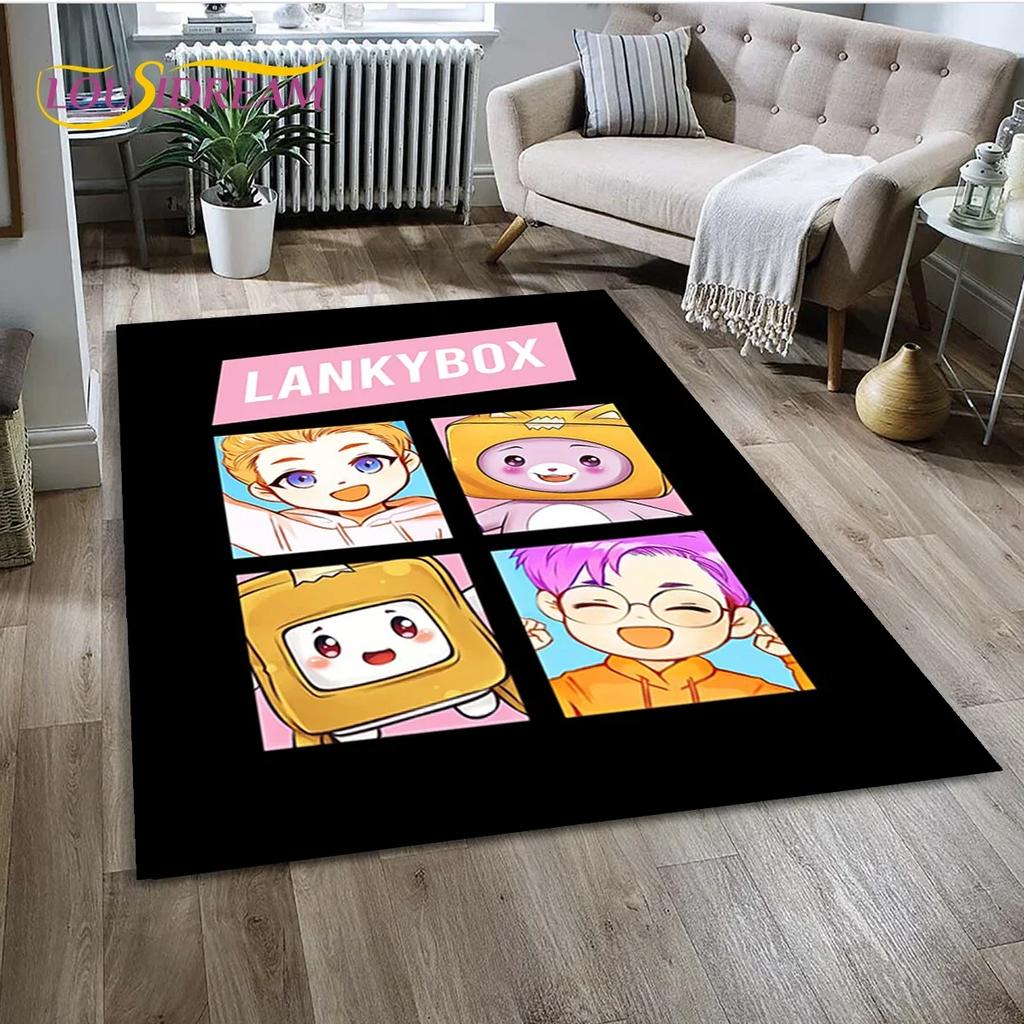 Lankybox Cute Happy Boxy Foxy Rocky Carpet Rug for Bedroom Living Room Home Sofa Decoration,Children Game Large Decor Floor Mat