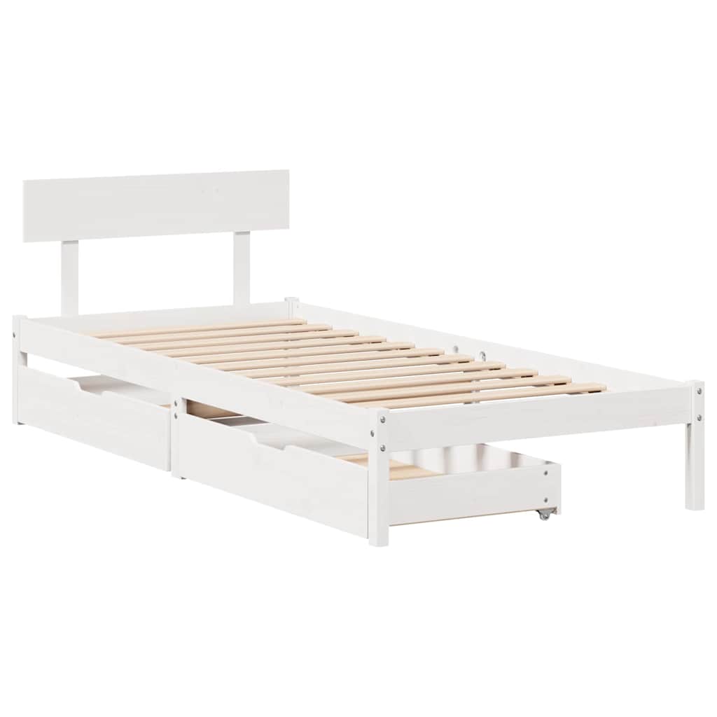 Vidaxl Rama Łóżka Bez Materaca, Biała, 75X190 Cm, Lite Drewno Sosnowe