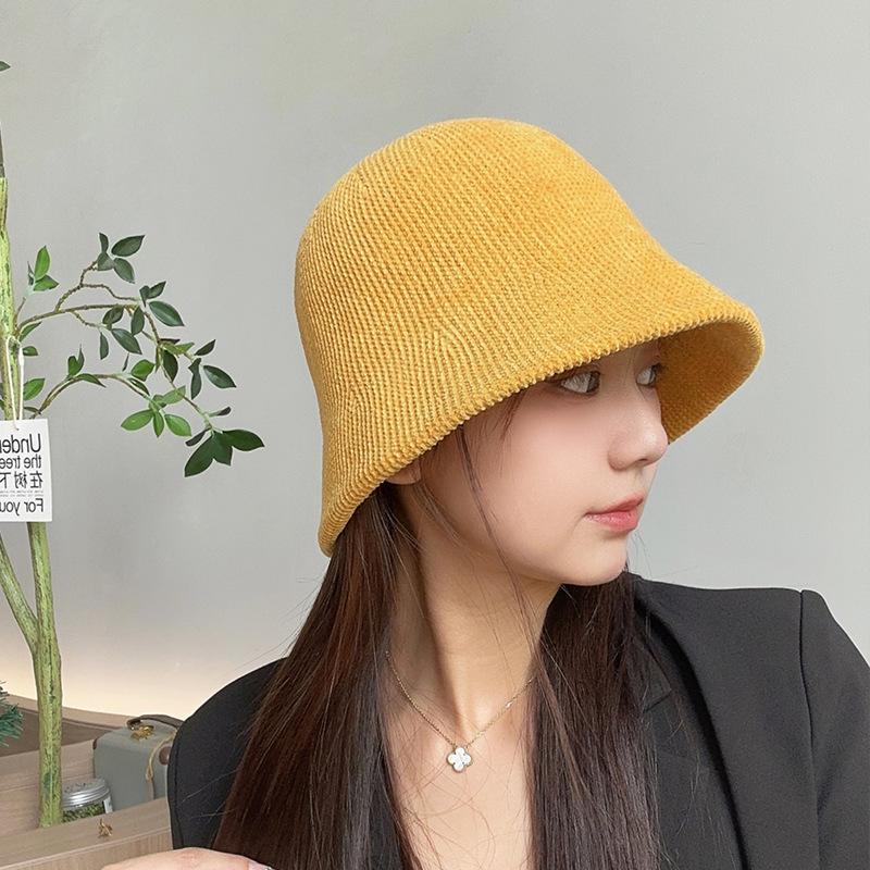 

Japanese Hats for Women In Autumn and Winter New Chenille Knitted Bucket Hat Korean Version Versatile Fisherman Hat Solid Color Casual Basin Hat M（56-58cm）