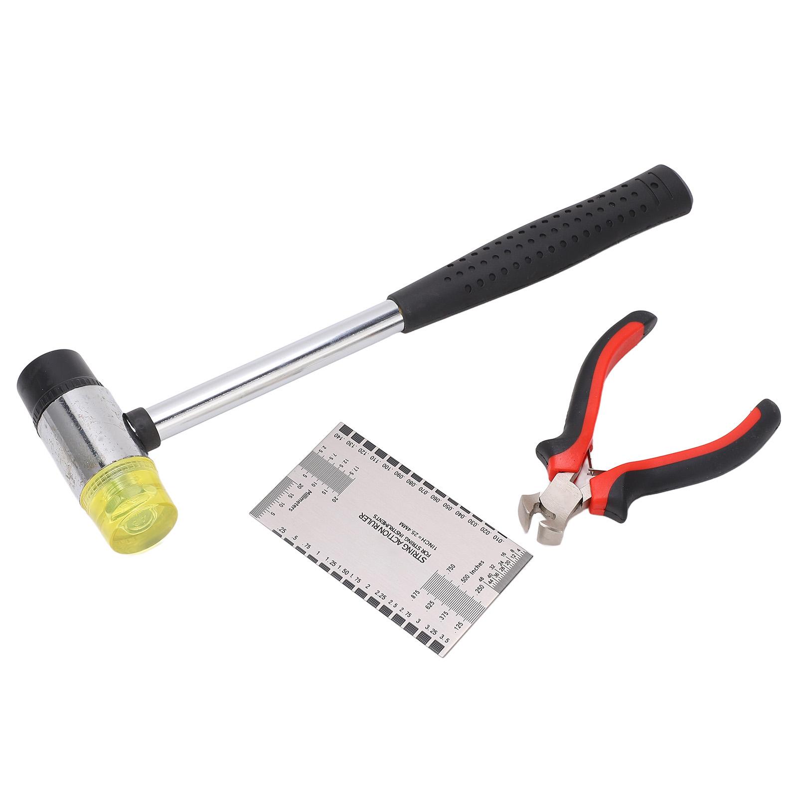 Guitar Hammer Plier String Action Ruler Gauge Set Robust Metal Guitar Repairing Maintenance Tool Kit