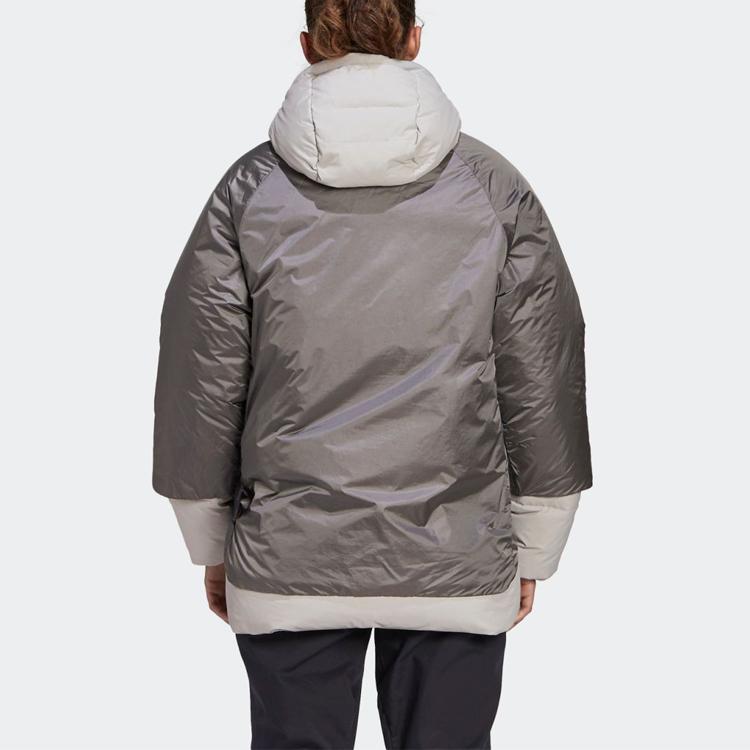 Adidas Outdoor Sports Double-Layer Hooded Down Jacket Women Jacket Metallic-Gray FT2459