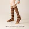 Double Needle Retro Ethnic Style Calf Socks - Warm, Trendy, Slimming Striped High-Top Cotton for Autumn & Winter