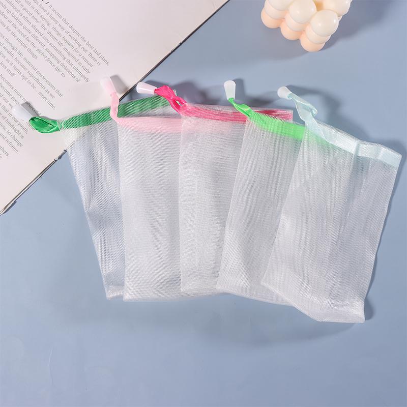 10Pcs Random 9X15Cm Hangable Soap Bags Bath Shower Gel Cleanser Mesh Bags Body Soap Cleanser Bubble Net Bags Cleaning Tools