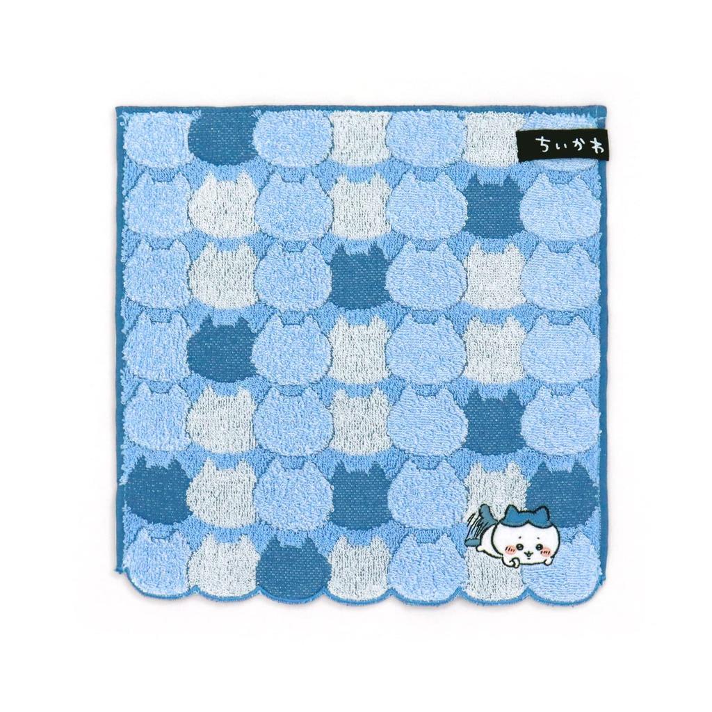 Chiikawa Face Towel Blue Pile 25 X 25 Cm Handkerchief, Scala, Cute, 41-1060080, Approx.