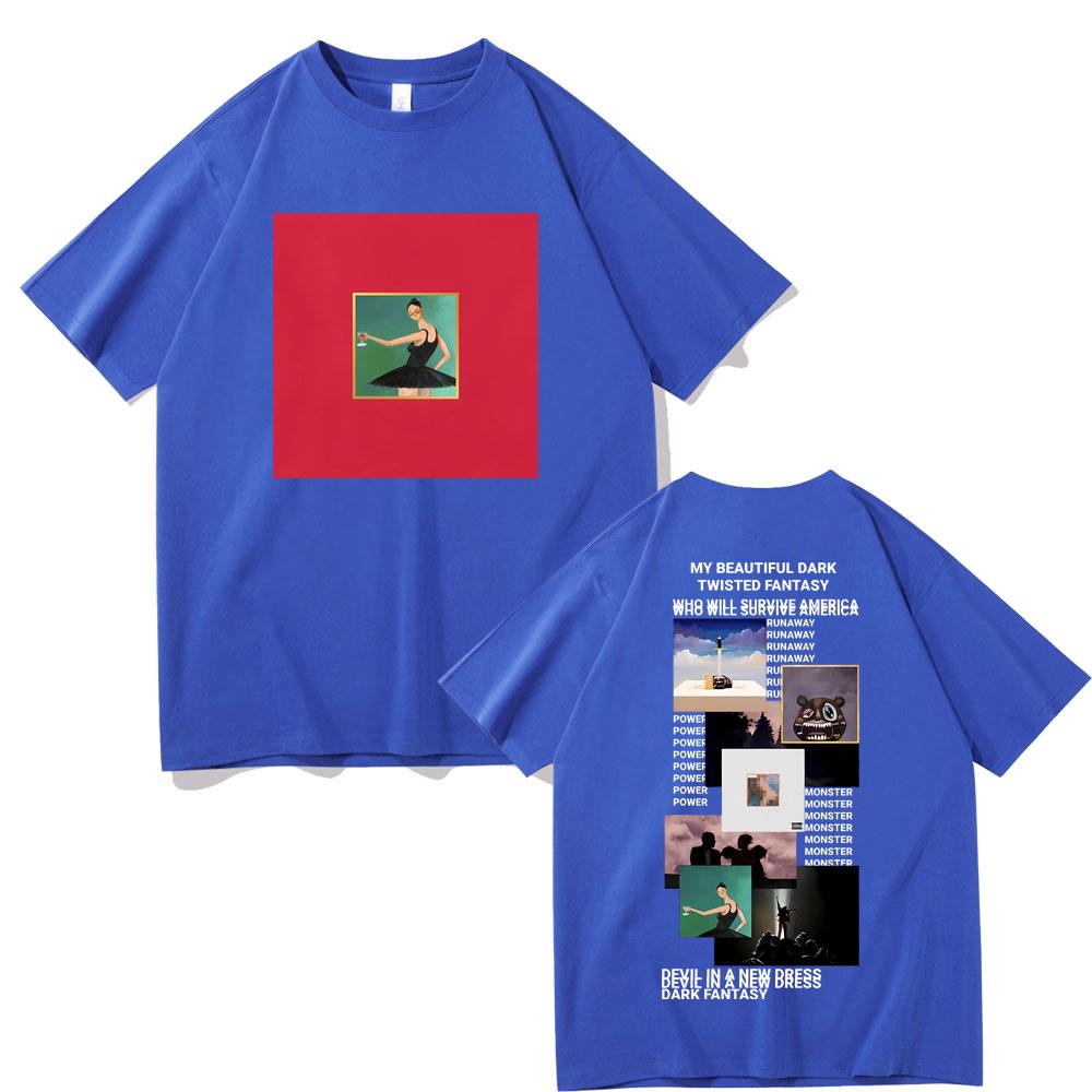 Rapper Kanye West My Beautiful Dark Twisted Fantasy Cover Tshirt Unisexs and Womens Cotton Clothing Hip Hop Short Sleeve Top