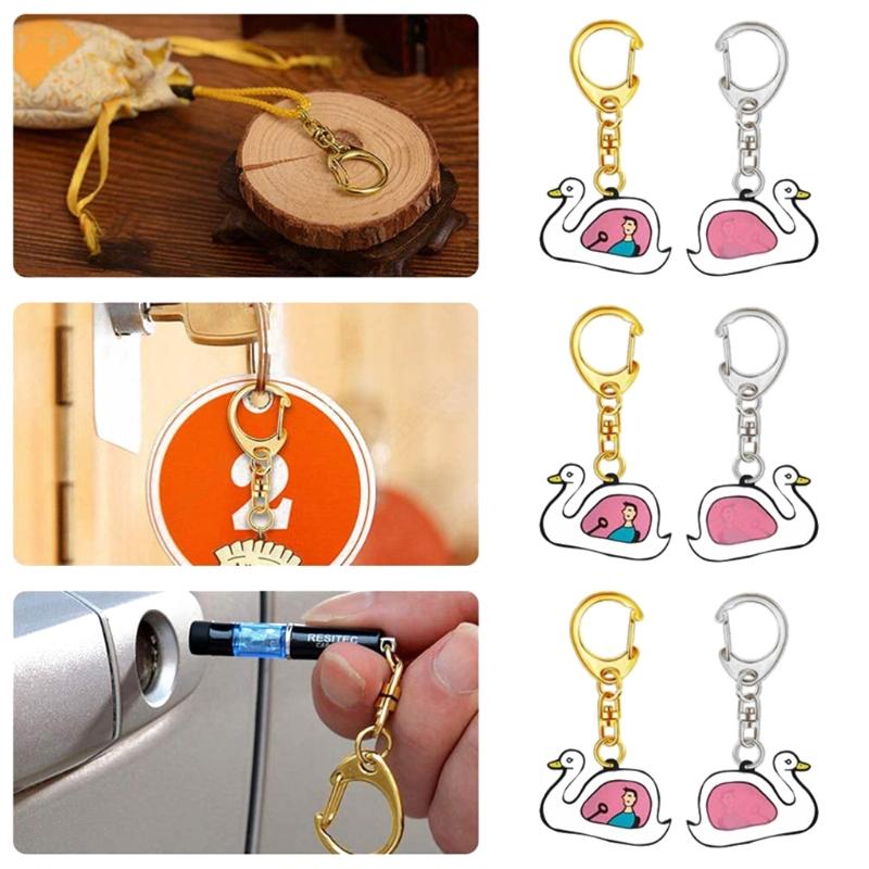 Split for Key Ring with Chain and Jump Rings Gold/Silver Metal Split for Key Chain Ring Parts with Open Jump Ring and Co