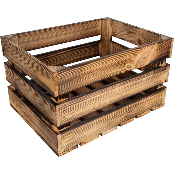 Creative Deco Caisse En Bois Flammé 40 X 30 X 23 Cm | Caisse Rangement Bois | Caisse En Bois Vintage | Cagette En Bois