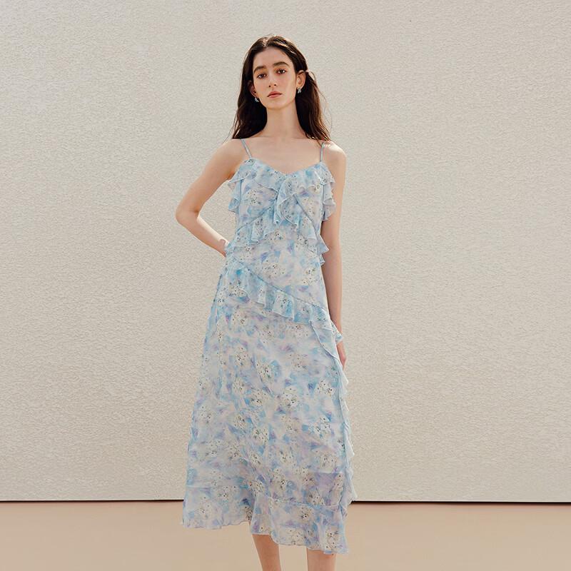 

INMAN Summer Patchwork Ruffle Strap Dress M