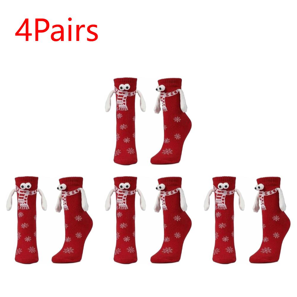 3-5 Pairs Hand In Hand Christmas Magnetic Socks Funny Couple Matching Socks Breathable Holding Hands Socks for Women Men Teens