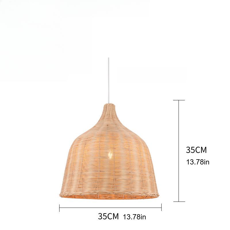 JOYINLED Japanese Style Hand Woven Lamp Shade for Pendent Lamp Retro Bamboo Art Pendant Light Covers 26/35CM for Home Room Decor