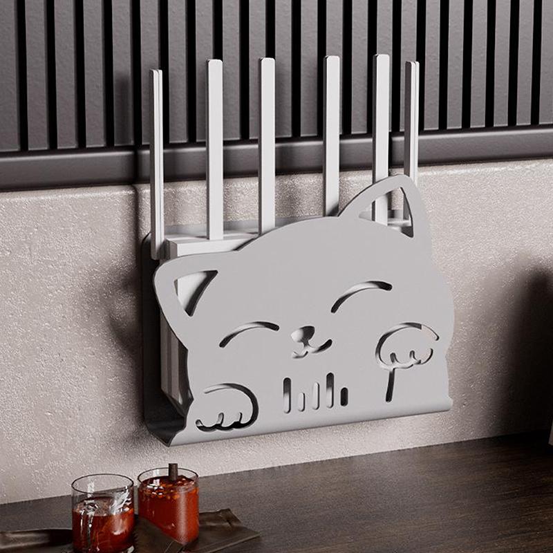 Wandhängendes kabelloses WLAN-Router-Regal Aufbewahrungsbox Katzenform Kunststoff-Organizer-Box Kabel-Netzteil-Halterungs-Organizer-Box Heimdekoration