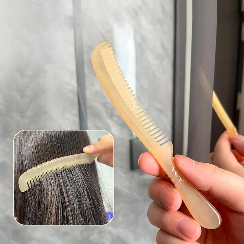 Natural Sheep Horn Comb Anti-Static Fine Tooth Hair Styling Detangling Comb With Handle For Men Women Head Scalp Health Care