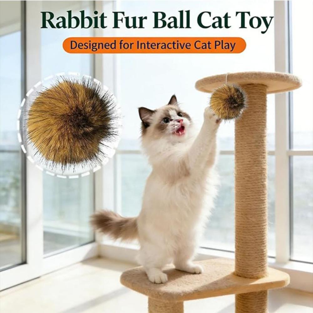 3/5/10PCS Rabbit Fur Ball Cat Toy 8cm Plush Catnip Interactive Chase Ball for Indoor Kitten Exercise Pet Accessories Daily Use