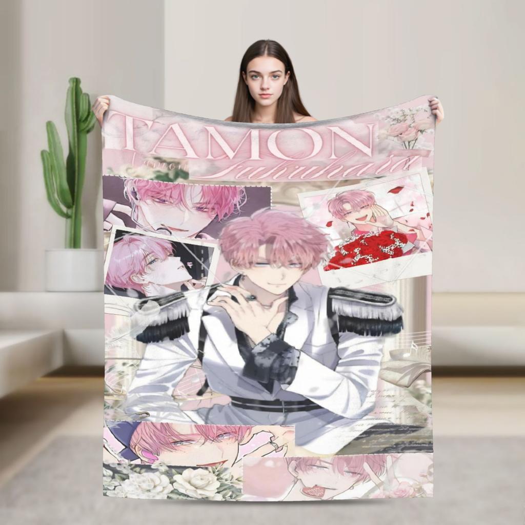Y2K Tamon-Kun Ima Blanket Soft Flannel Cozy Throw Blankets Machine Washable