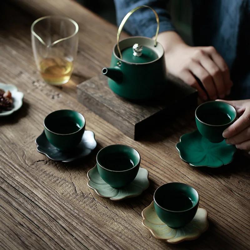 Rough Ceramic Square Coasters Japanese Retro Home Kitchen Anti-scald Heat Insulation Cup Base Kung Fu Tea Ceremony Accessories