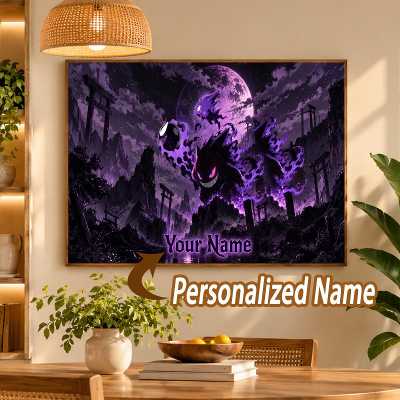 Gengar Custom Name Diamond Painting Personalized 5D Full Drill DIY Diamond Art Home Decor