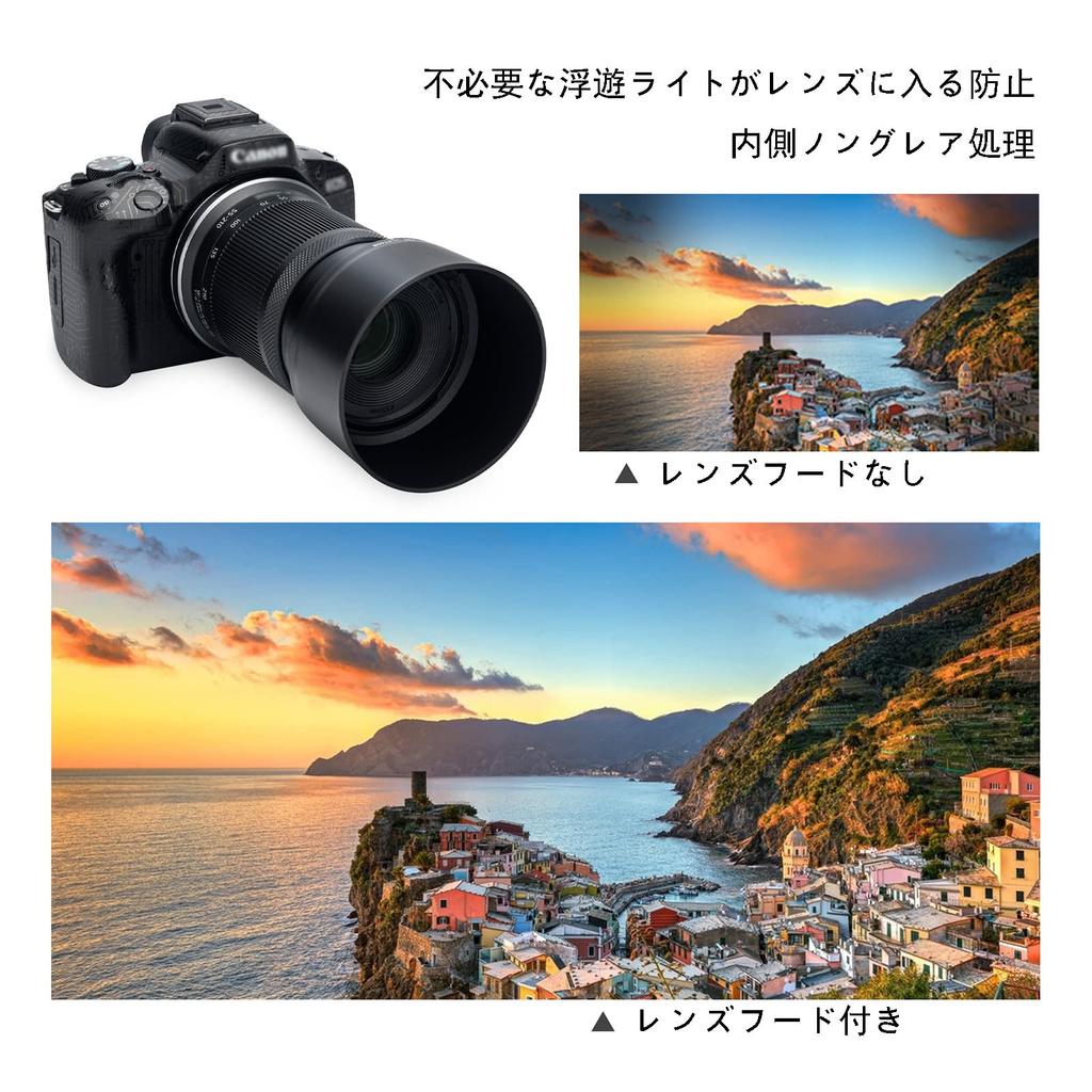 JJC Reversible Lens Hood for Canon Compatible IS STM Compatible with Canon EOS R50 Telephoto Zoom Lens ET-60B ET-60B RF-S 55-210mm F5-7.1 Lens,