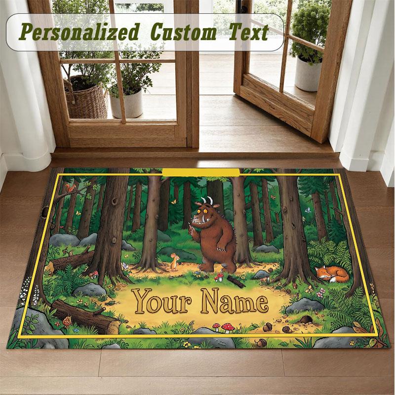 Crystal Velvet Square Rug Custom NameThe Gruffalo Pattern Non Slip Home Floor Decor Rug