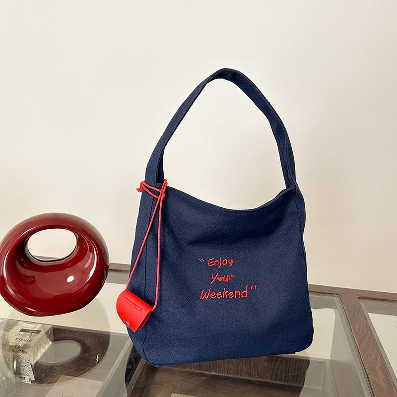 Solid Color Letter Simple Tote Bag 2025 Summer New Shoulder Bag Large Capacity Tote Bag Foreign Shoulder Bag