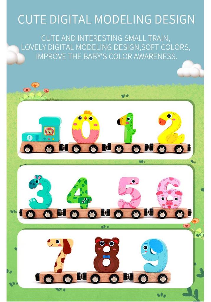 Magnetic Number Train Blocks: Colorful Wooden Educational Toy for Early Childhood
