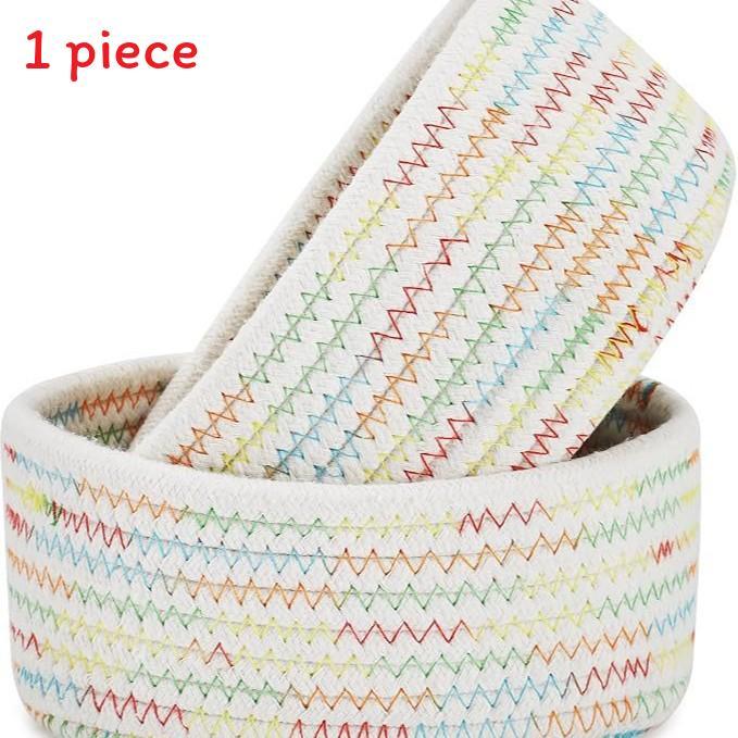 Cesto Portaoggetti Minimalista Moderno Con Design Intrecciato in Corda di Cotone Per Organizzazione Domestica e Uso Ufficio