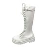 Aber Damen Herbst und Winter neue Schnür-Kniehohe Stiefel mit dickem Absatz Martin Stiefel Größe hohe Ritterstiefel