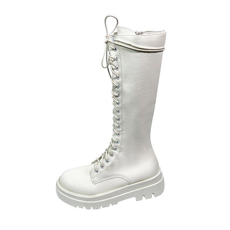 

But knee boots women s autumn and winter new Korean version lace-up thick-soled thick-heeled Martin boots size 43 tall knight boots 35 белый