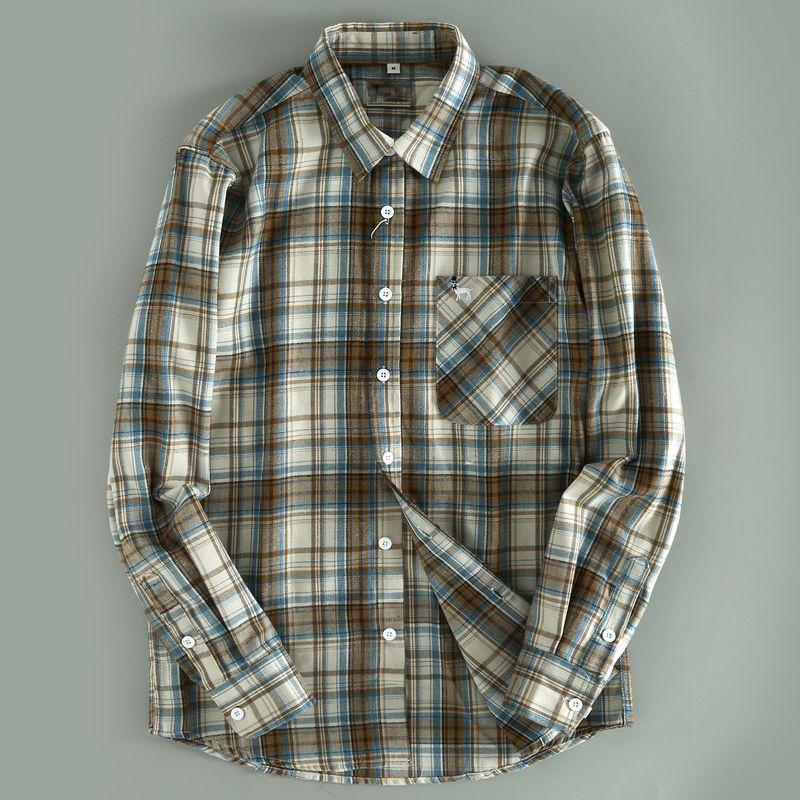 High-Quality Export Factory Surplus Autumn and Winter Men's Plaid Long-Sleeve Shirts, Comfortable Plus-Size Men's Shirts, Trendy Tops