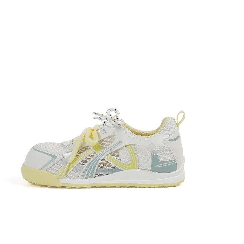 

Ugly cute thick-soled breathable mesh German training shoes women s 2025 new retro color matching versatile sports and leisure Forrest Gump shoes 35 жёлтый