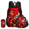 Ronaldo 3 Pcs Set with Front Pocket Backpack Football Sport with Thermal Insulated Lunch Tote Purse CR Football Star Pencil Case