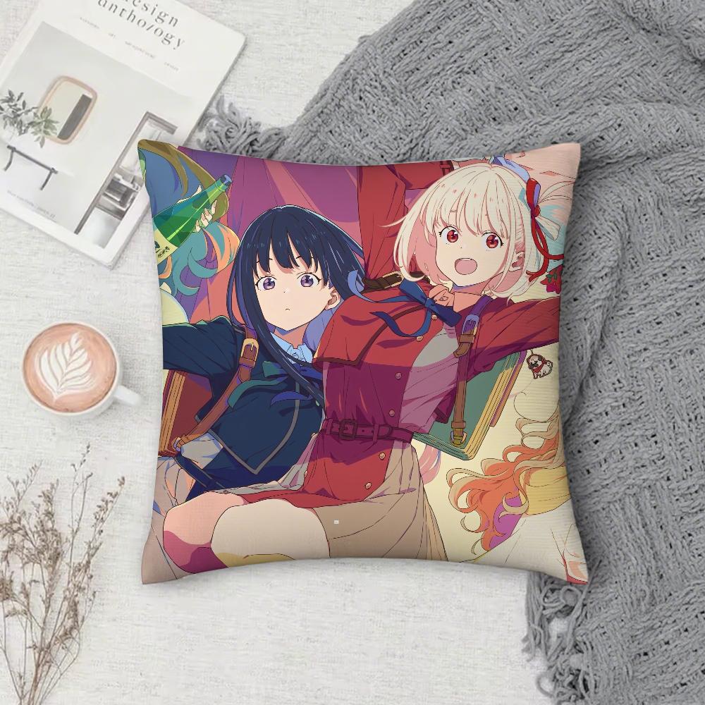 Anime L-Lycoris Recoil Pillow Case Square Double-Sided Printing Short Plush Sofa Cushion Cover Bedside Pillow