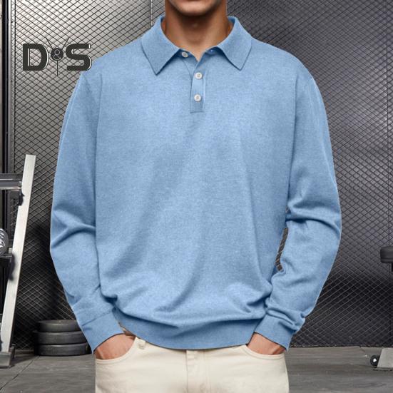 Men Spring Autumn Shirt Buttoned Turn-down Collar Loose Pure Color Full Sleeves Pullover Casual Formal Streetwear Top for Daily Life Parties Travel