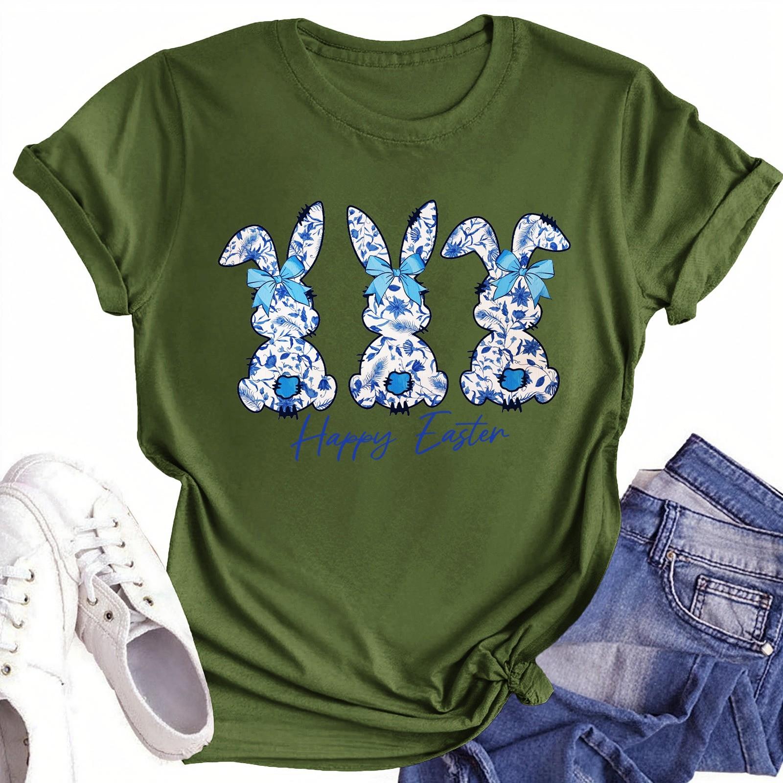 

Женская повседневная футболка с круглым вырезом и короткими рукавами с принтом L армия зеленый