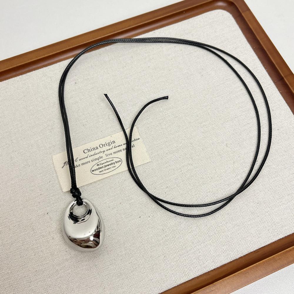 U-Shape Metal Pendant Necklace Irregular Sweater Chain New Long Leather Rope Necklace  Gifts