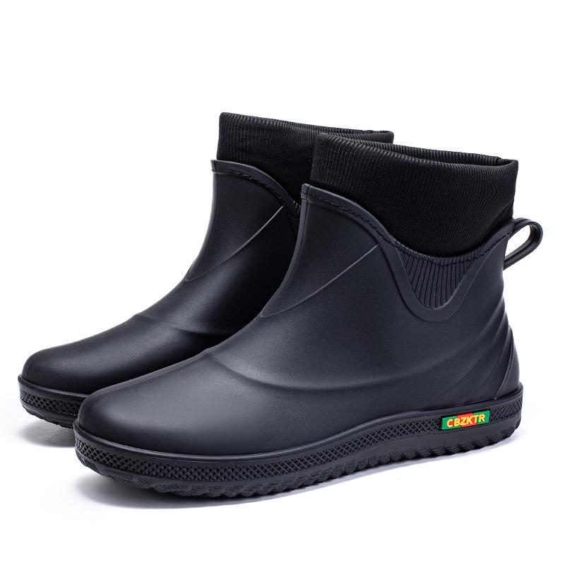 Men's Fashion Short Rain Boots - Waterproof, Non-slip, and Versatile for Outdoor, Kitchen, or Car Wash Use.