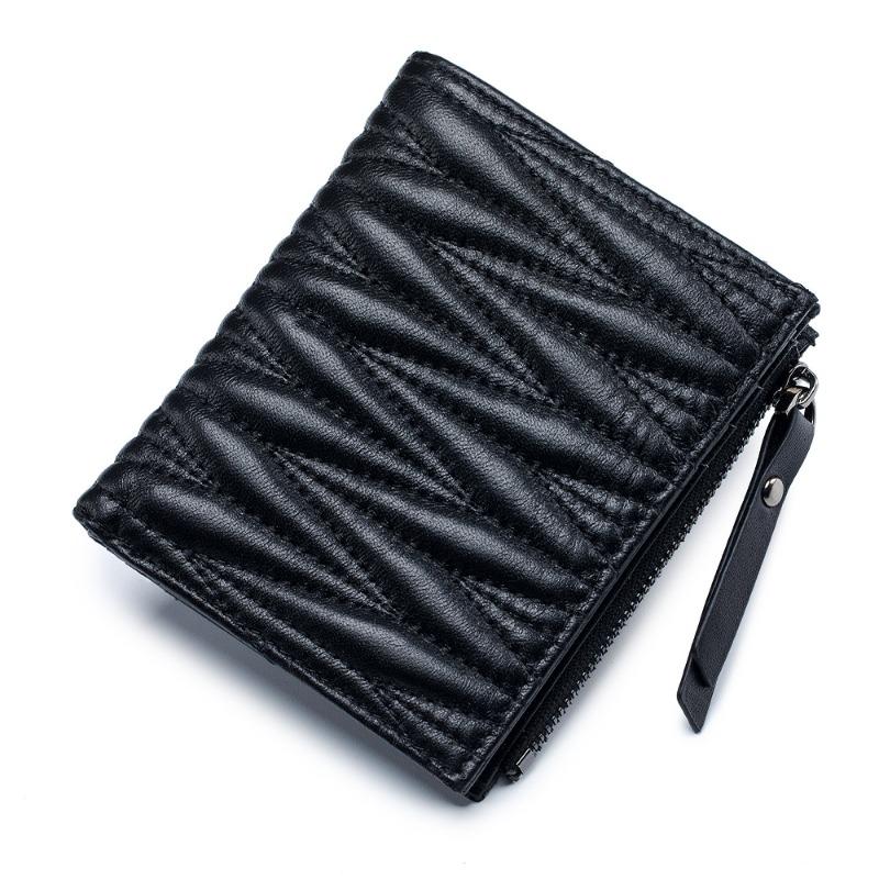 Leather Embroidery Folding Women's Wallet Sheepskin Short Wallet Large Capacity Fashion Japanese and Korean Wallet Storage Bag