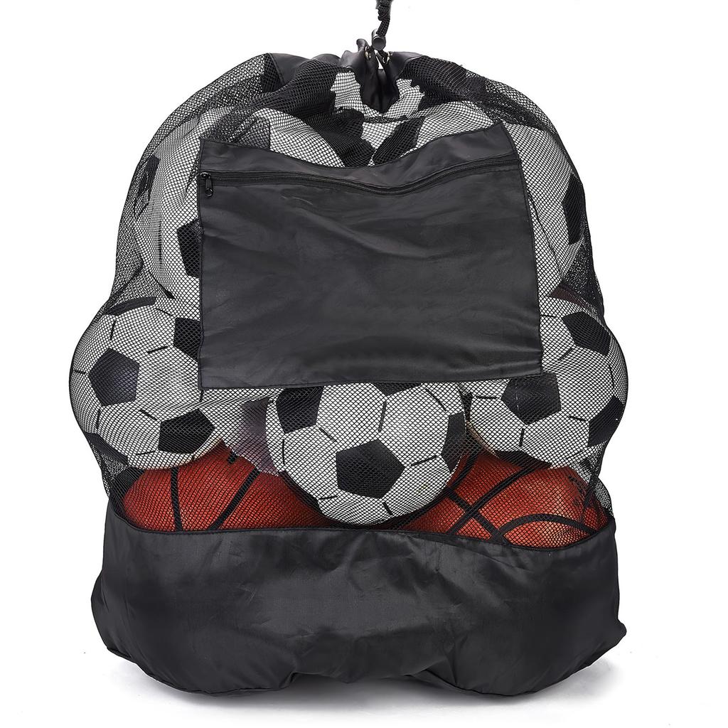Portable Sports Ball Bag Large Capacity Football Net Bag Mesh Soccer Ball Carry Bag for Carrying Basketball Volleyball