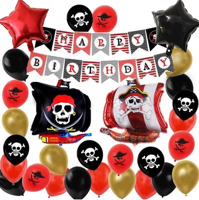 Pirate Theme Party Decoration Aluminum Film Balloon Set Boy Birthday Balloon Flag Scene Arrangement Supplies