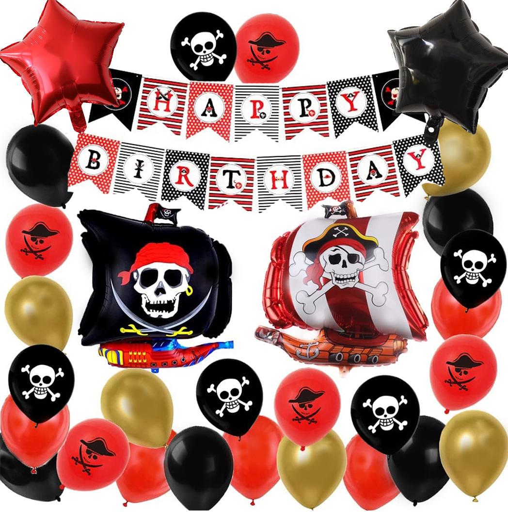 

Pirate Theme Party Decoration Aluminum Film Balloon Set Boy Birthday Balloon Flag Scene Arrangement Supplies Style 2