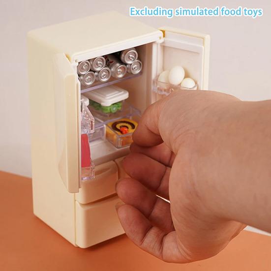Miniature Refrigerator with Opening Door Realistic Plastic Kitchen Appliance for Toy Room Micro Scene Decor 1/12 Scale Pretend Play Accessory for Kids