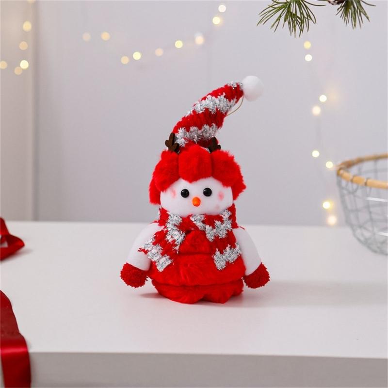Festival Snowman Doll Ornament Plush Toy For Winter Parties Quality Cotton Plastic Materials Easy Setups Store Display