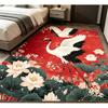 Classical Wind Crane Pattern Living Room Big Rug, Crystal Velvet Wear-resistant Bedroom Mat, Easy To Clean Kitchen Carpet