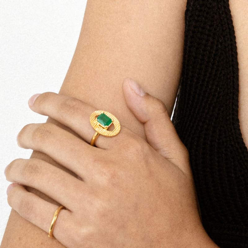 Ahndronico green onyx ring