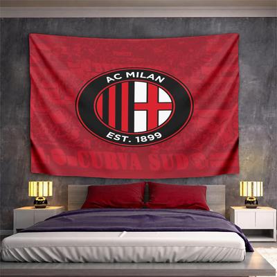 AC Milan Logo Red Black White Circle Banner Patterned Tapestry for Bedroom and Living Room Home Decor Sofas