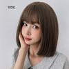 Young Ladies Korean Style Short Straight Wig Daily Use Natural Looking Synthetic Fiber Bob Wig with Bangs
