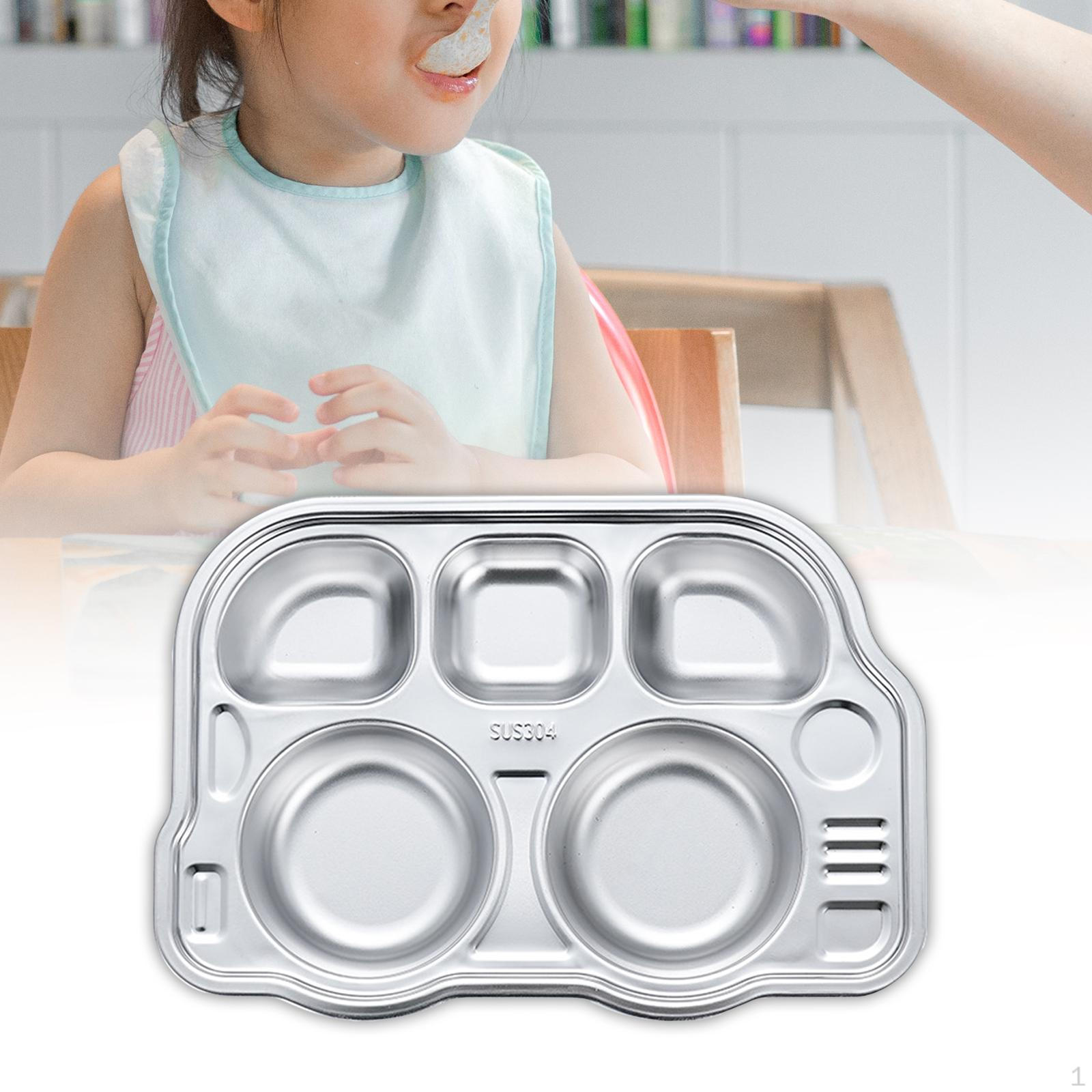 

Детская обеденная тарелка из нержавеющей стали, разделенные тарелки, поднос для еды для детей Bus